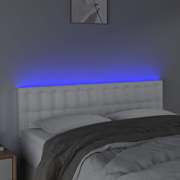 vidaXL LED uzglavlje bijelo 144 x 5 x 78/88 cm od umjetne kože