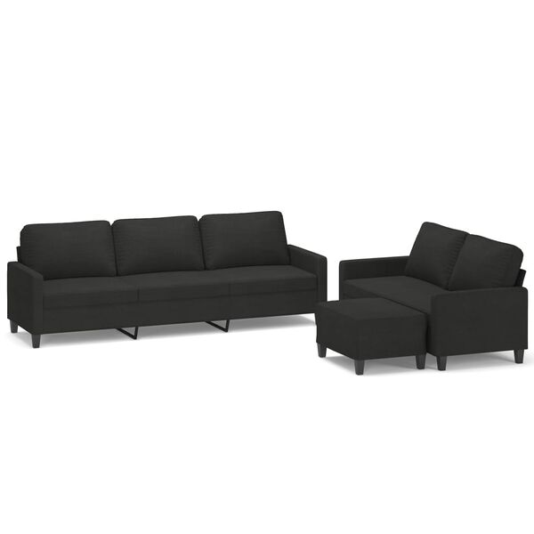 vidaXL 3-dijelni set sofa s jastucima crni od tkanine