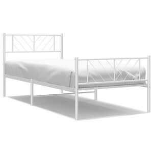 vidaXL Metalni okvir kreveta uzglavlje i podnožje bijeli 100x190 cm