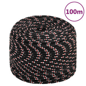 vidaXL Brodski konop crni 10 mm 100 m od polipropilena