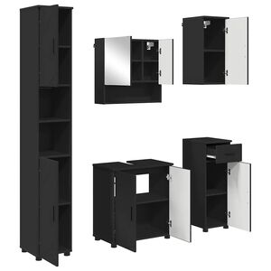 vidaXL Set namje&scaron;taja za kupaonicu 5 kom. Crna 61 x 35 x 64 cm