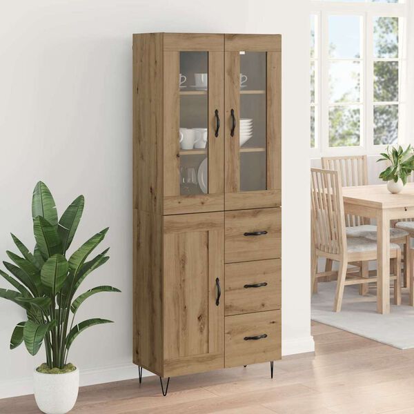 vidaXL Highboard Umjetnički hrast 69,5 x 34 x 90 cm Konstruirano drvo