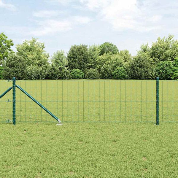 vidaXL Ograda s postovima Zelena 0,8 x 25 m Čelik i PVC