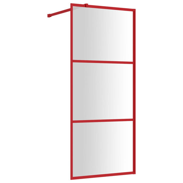 vidaXL Stijenka za walk-in tu&scaron; sa staklom ESG crvena 80 x 195 cm