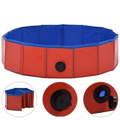 vidaXL Sklopivi bazen za pse crveni 80 x 20 cm PVC