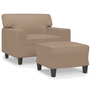 vidaXL Fotelja s tabureom boja cappuccina 60 cm od umjetne kože