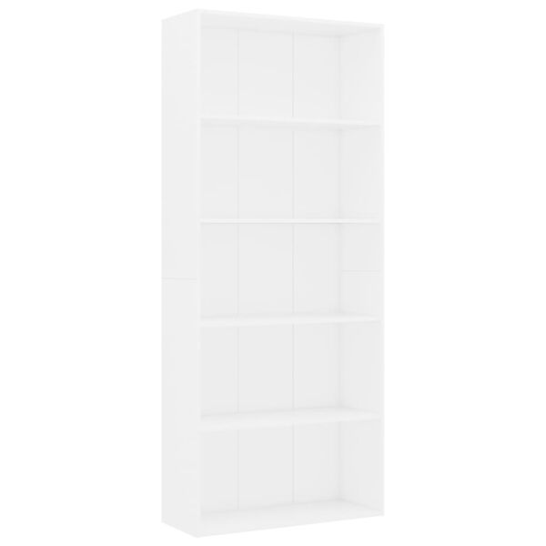 vidaXL Ormarić za knjige s 5 razina bijeli 80 x 30 x 189 cm drveni