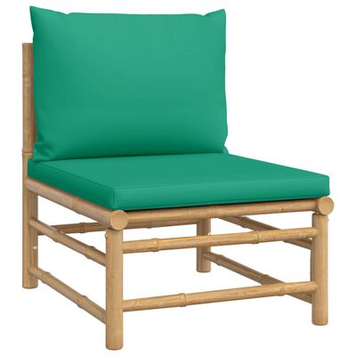 vidaXL 7-dijelna vrtna garnitura od bambusa sa zelenim jastucima