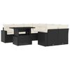 vidaXL 9-dijelni set vrtnih sofa s jastucima crni od poliratana