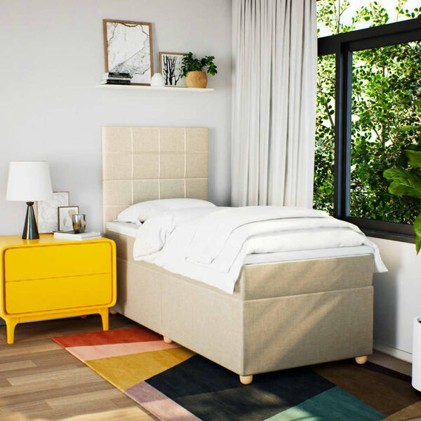 vidaXL Krevet s oprugama i madracem krem 90 x 200 cm od tkanine