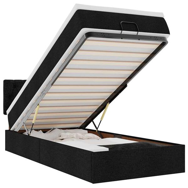 vidaXL Otomanski krevet s madracem crni 90x200 cm tkanine