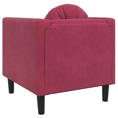 vidaXL Fotelja s jastukom crvena boja vina baršunasta