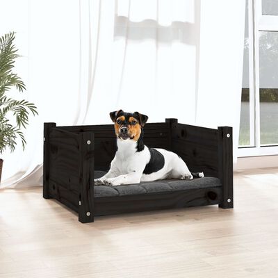 vidaXL Krevet za pse crna 55,5 x 45,5 x 28 cm od masivne borovine