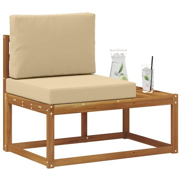vidaXL Vanjski krajnji kauč s jastukom Prirodna 91 x 63 x 73 cm