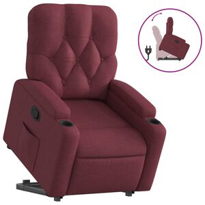 vidaXL Naslonjač na podizanje od tkanine crvena boja vina