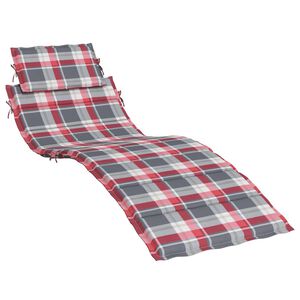 vidaXL Jastuk za ležaljku crveni karirani 186x58x4 cm tkanina Oxford
