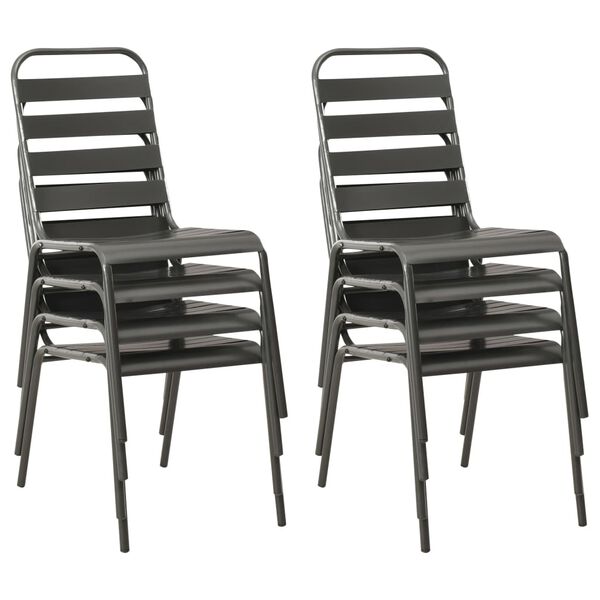 vidaXL 9-dijelni vrtni blagovaonski set od čelika tamnosivi