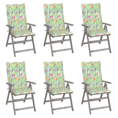 vidaXL Nagibne vrtne stolice s jastucima 6 kom masivno bagremovo drvo