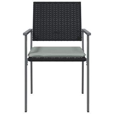 vidaXL Vrtne stolice s jastucima 2 kom crne 54x62,5x89 cm poliratan