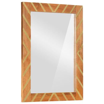 vidaXL Kupaonsko ogledalo smeđe 50x70x3 cm masivno drvo manga i staklo