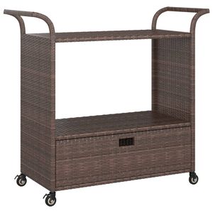 vidaXL Barska kolica s ladicom smeđa 100 x 45 x 97 cm od poliratana