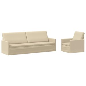 vidaXL Set sofe 2 pcs Krem Tkanina