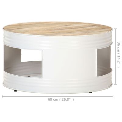 vidaXL Stolić za kavu bijeli 68 x 68 x 36 cm od masivnog drva manga