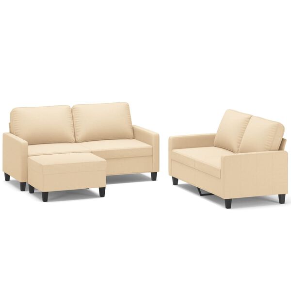 vidaXL 3-dijelna garnitura s jastucima krem od tkanine