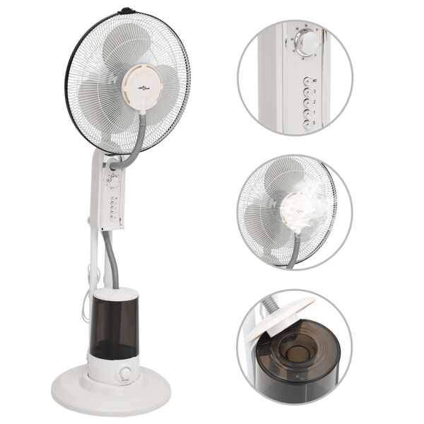 vidaXL Ventilator na postolju s maglicom 3 brzine puhanja bijeli