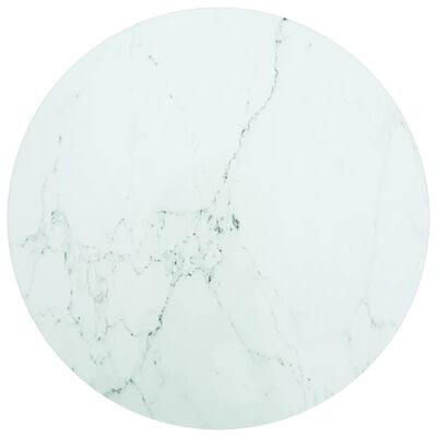 vidaXL Stolna ploča bijela Ø 50 x 0,8 cm staklena s mramornim uzorkom