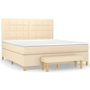 vidaXL Krevet s oprugama i madracem krem 180x200 cm od tkanine