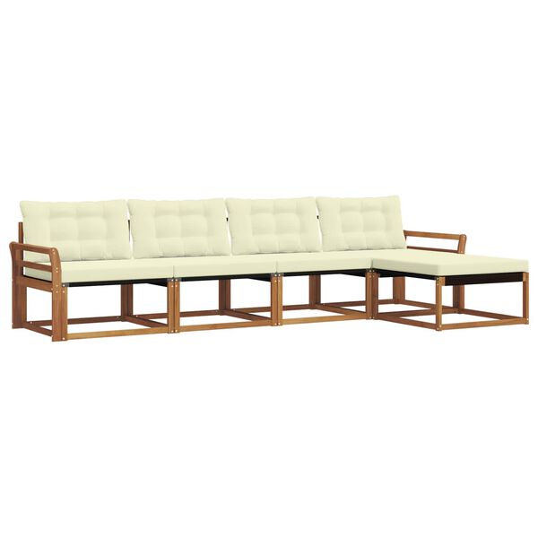 vidaXL Set vanjskih sofa s jastukom 5 pcs Prirodna i krem