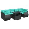 vidaXL 8-dijelni set vrtnih sofa od poliratana s jastucima crni bagrem