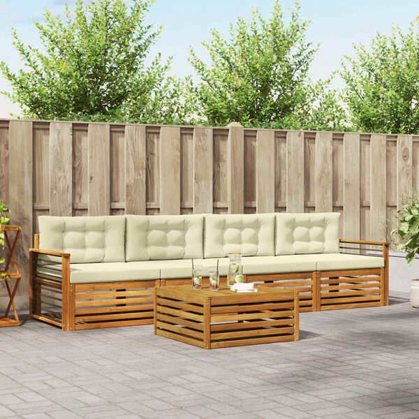 vidaXL Set vanjskih sofa s jastukom 5 pcs Prirodna i krem