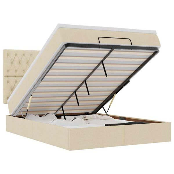 vidaXL Otomanski krevet s madracem krem 140x200 cm tkanine