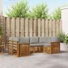 vidaXL Setovi sofa 6 pcs Prirodna i svijetlo siva Čvrsto drvo akacije