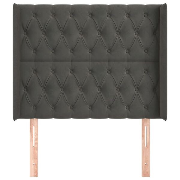 vidaXL Uzglavlje s u&scaron;ima tamnosivo 93x16x118/128 cm bar&scaron;unasto