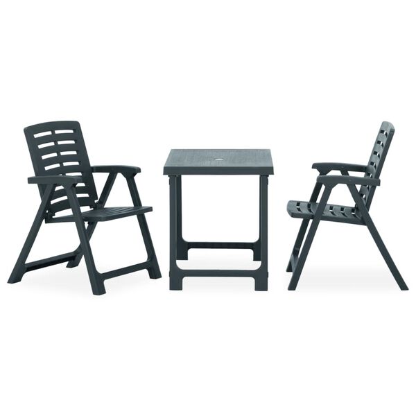 vidaXL 3-dijelni sklopivi bistro set plastični zeleni