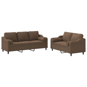 vidaXL 2-dijelni set sofa s jastucima smeđi od tkanine