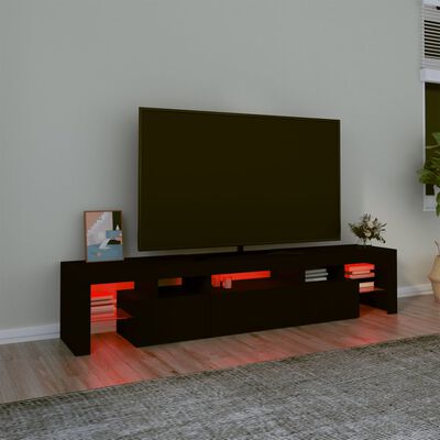 vidaXL TV ormarić s LED svjetlima crni 200 x 36,5 x 40 cm