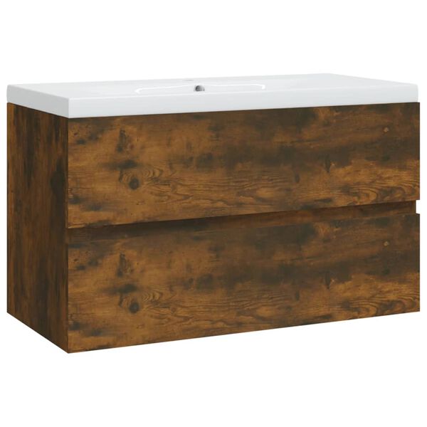 vidaXL Ormarić s ugrađenim umivaonikom boja dimljenog hrasta drveni