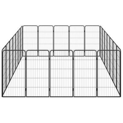 vidaXL Ograda za pse s 24 panela crna 50 x 100 cm čelik obložen prahom