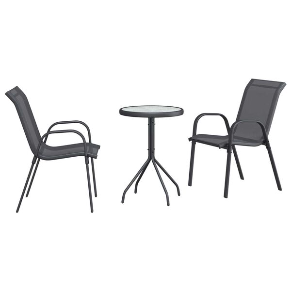 vidaXL Bistro set za vrt 3 pcs Siva Čelik