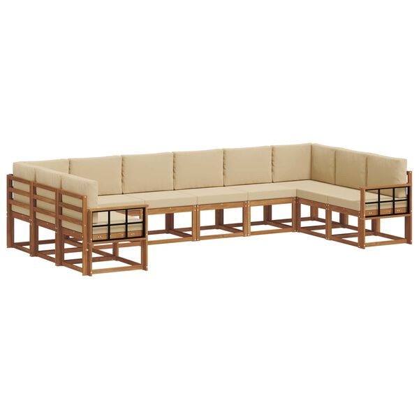 vidaXL Set vanjskih sofa s jastukom 10 pcs Prirodna i bež