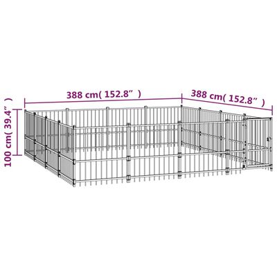 vidaXL Vanjski kavez za pse čelični 15,05 m²
