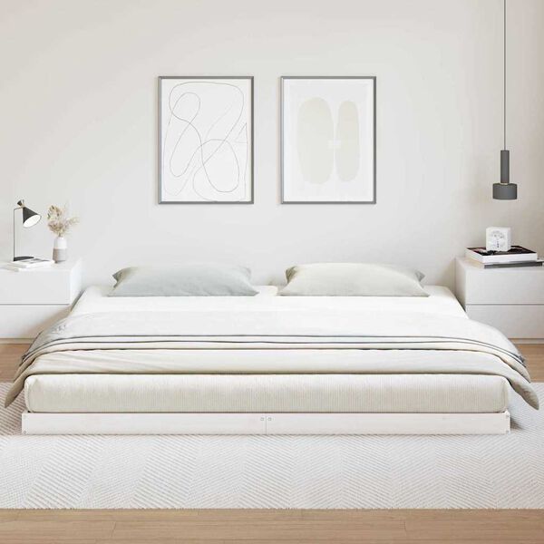 vidaXL Krevet s daskama Bijelo 213.5 x 104 x 9 cm Čvrsto borovo drvo