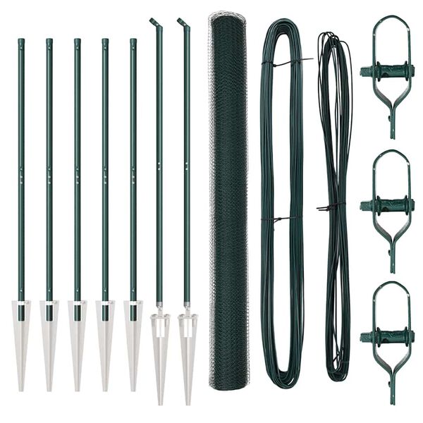 vidaXL Stup za ogradu Zelena 10 x 1,6 m (mreza 13 mm) Čelik i PVC