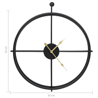 vidaXL Zidni sat crni 52 cm željezni