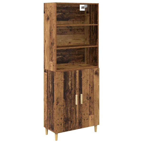 vidaXL Highboard Staro drvo 69,5 x 32,5 x 180 cm Konstruirano drvo