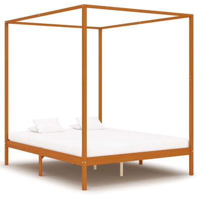 vidaXL Okvir za krevet s baldahinom i 2 ladice 180 x 200 cm borovina
